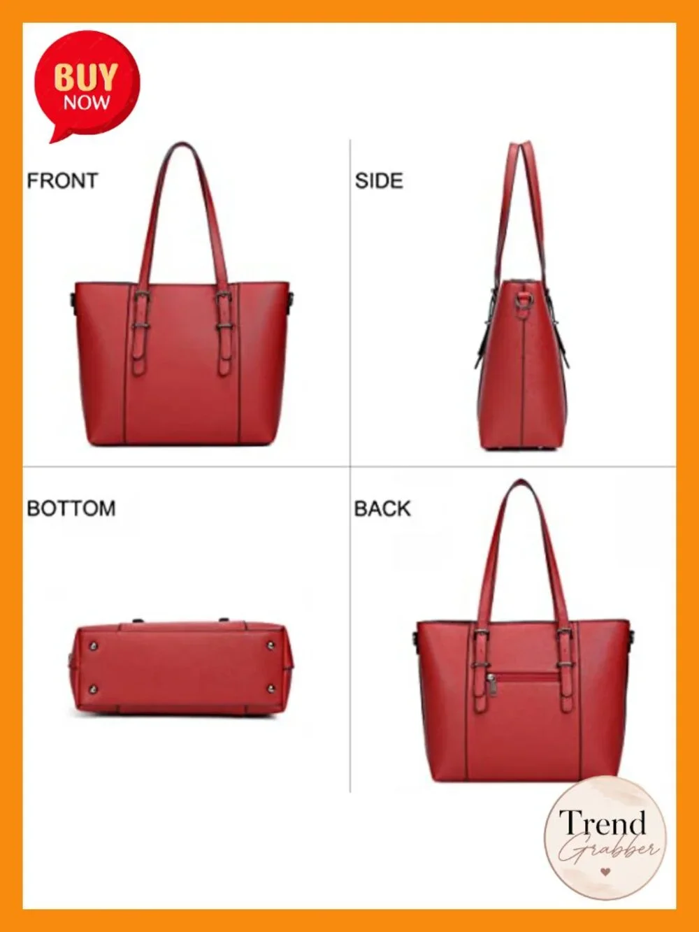 Faux Leather Satchel Handbag Purse with Adjustable Strap Tote Shoulder Bag